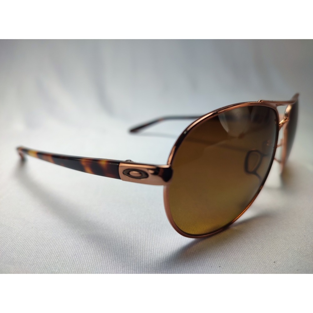 Oakley Feedback OO4079-14 Rose Gold Tortoise Polarized Brown Aviator 59mm